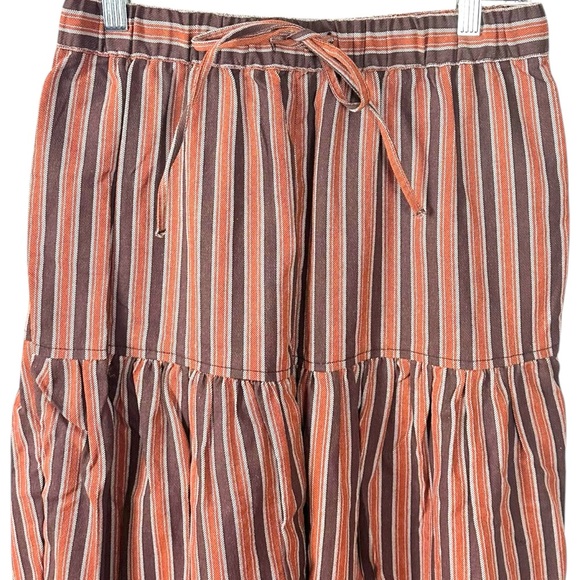 Free People Western Boho Ellie Pull On Barrel Pants Bloomers XS Brown Stripe NEW - Picture 7 of 11